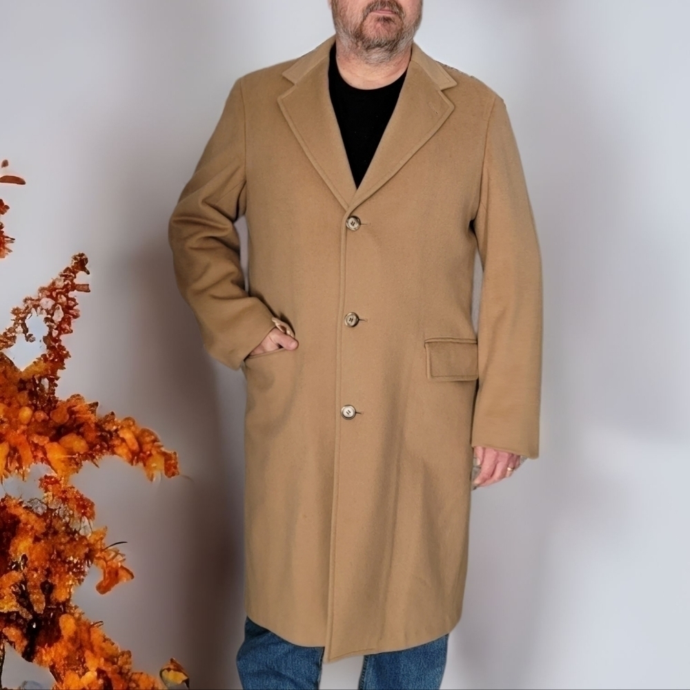 JOHN WEITZ MEN'S Vintage Wool Long Coat Palm Beach USA LG.